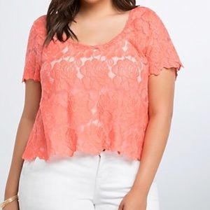 Torrid Embroidered Lace Crop Top